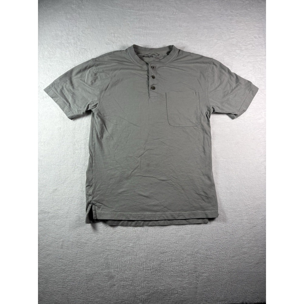 Red Head Brand Co Mens Small 3 Button Pocket T-Shirt Henley Gray Short Sleeve
